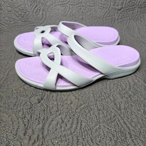 Crocs Meleen Twist Lavender/Gray Slip On Sandals Women's Shoes Size 7